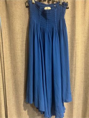 Laurence Bras Royal Blue Smocked Midi Dress